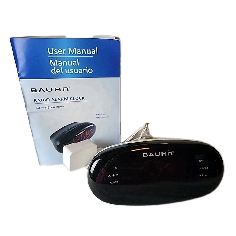 Bauhn AM/FM Radio Alarm Clock +USB charging/AUX #11614 White Snooze/Dimmer/Nap